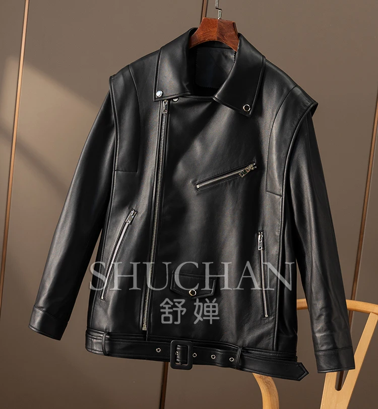 Italian-style Luxury Loose Sheepskin Leather Jacket Women Real Leather Jacket Women  Casacos Femininos Inverno 2024 Autumn