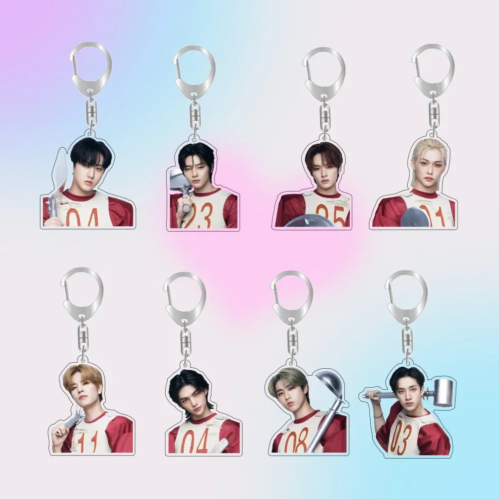 Korean Boy Band Peripheral Bang Chan Lee Min-Ho Seo Chang-Bin Jersey Keyring Music Album Acrylic Keychain Figurine Collectible