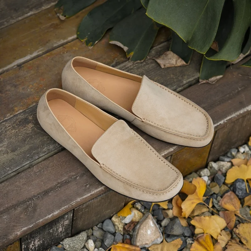 MKKHOU Women's Fashion Suede Leather Loafers Flat Shoes Casual Lightweight Genuine Quality New High Standard