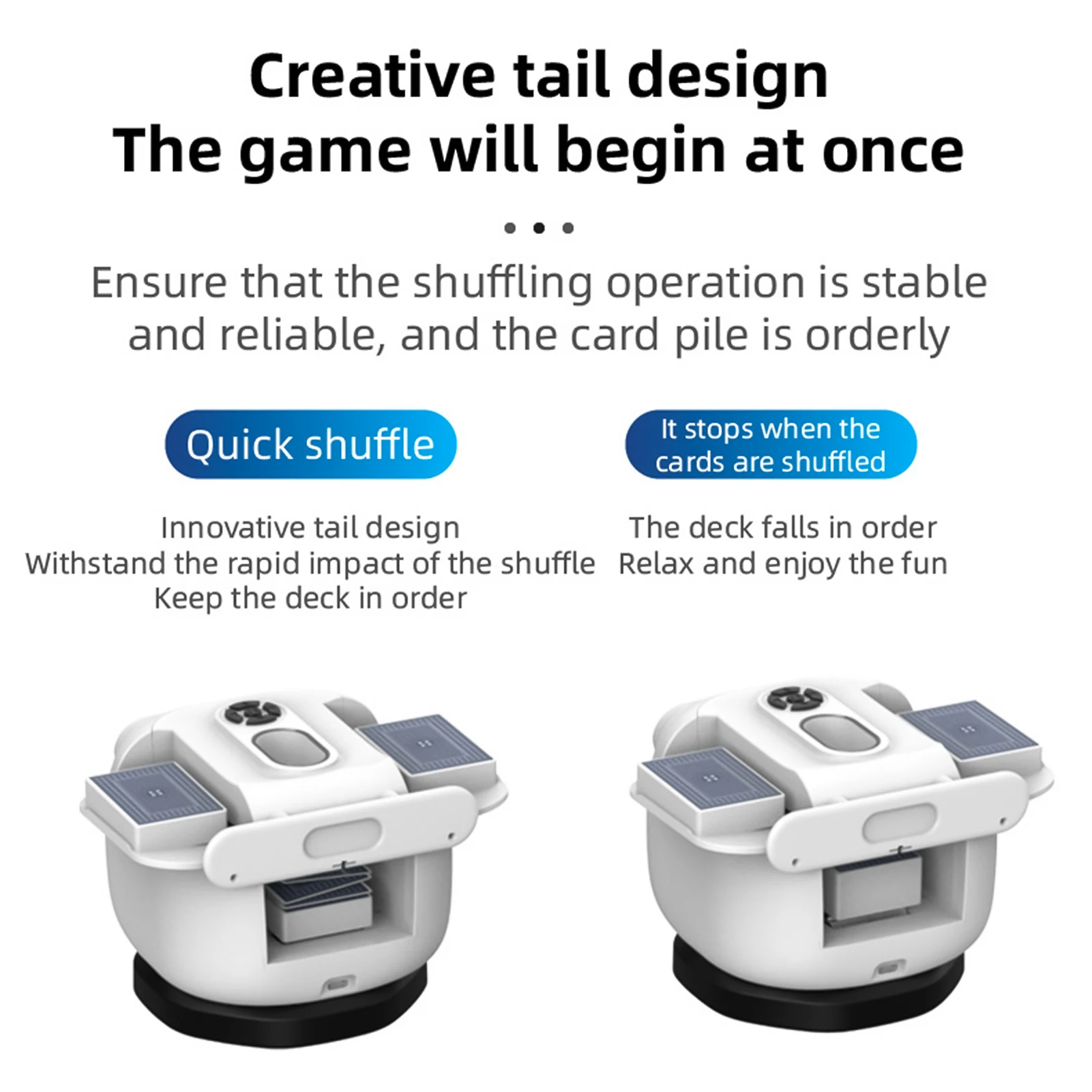 Automatic Card Shuffler and Dealer Machine 360 Degree Rotating 2 Deck Electric Casino Card Shufflers Rechargeable Cordless Poker