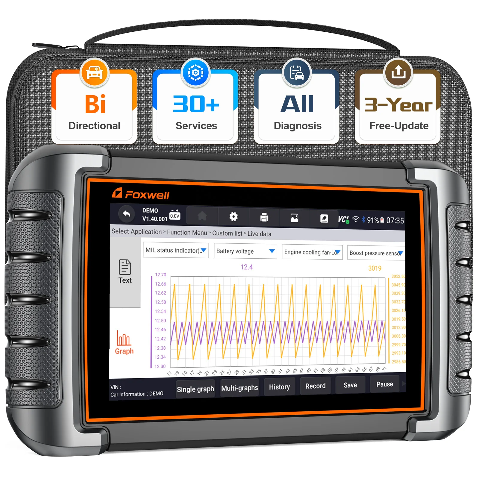 2024 Foxwell NT809 OBD2 Car Scanner All System Code Reader Bi-directional Test 30 Reset Service Automotive Mechanical Tools