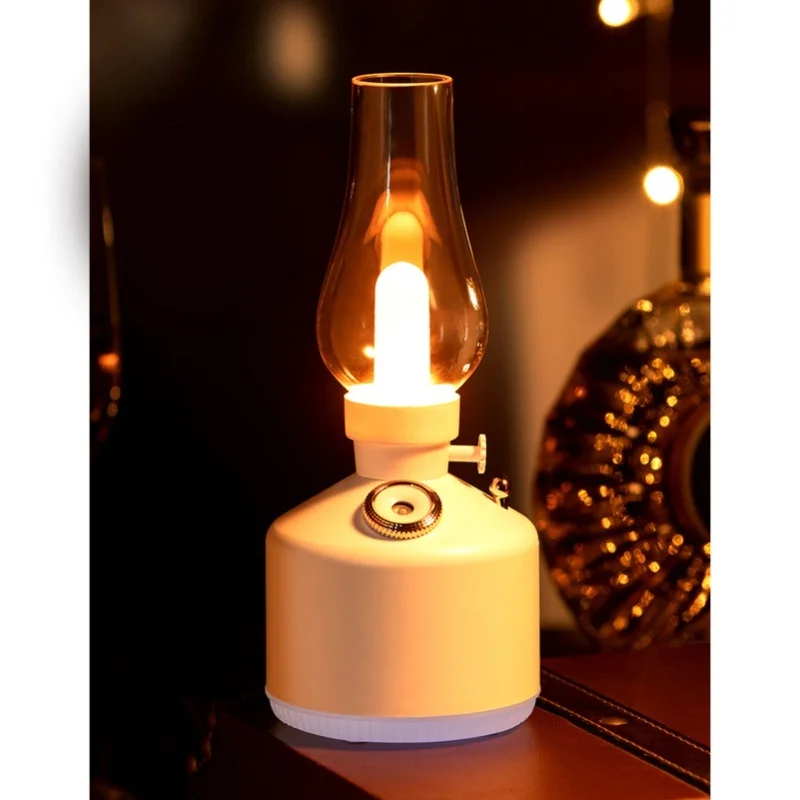 

Vintage Style Humidifier with Light USB Charging Dimmable Small Aroma Diffuser Desk Lamp for Bedroom Office Living Room