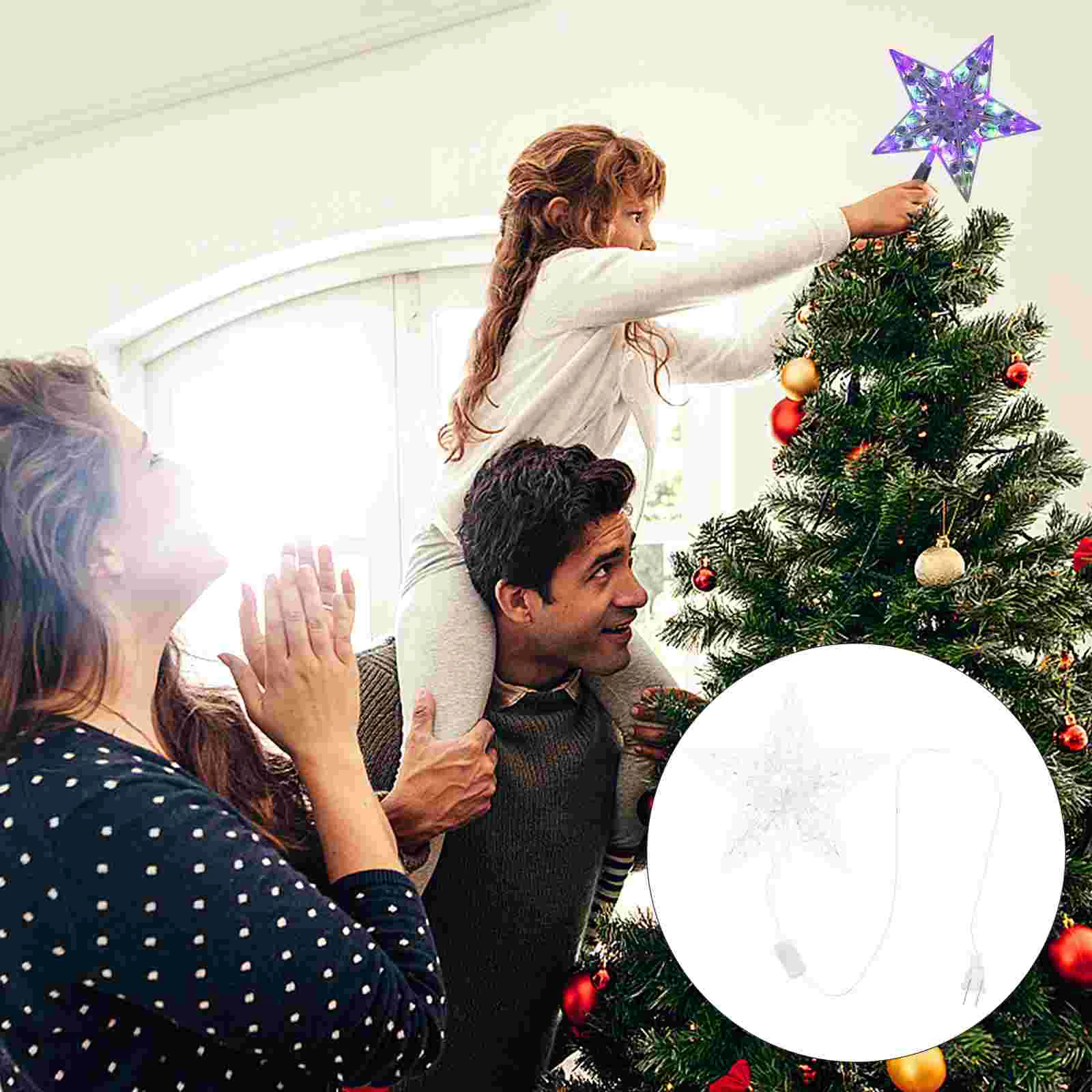 

Christmas Tree Lights Xmas Ornaments Outdoor Treetop Decoration Star LED Lamp Decorative
