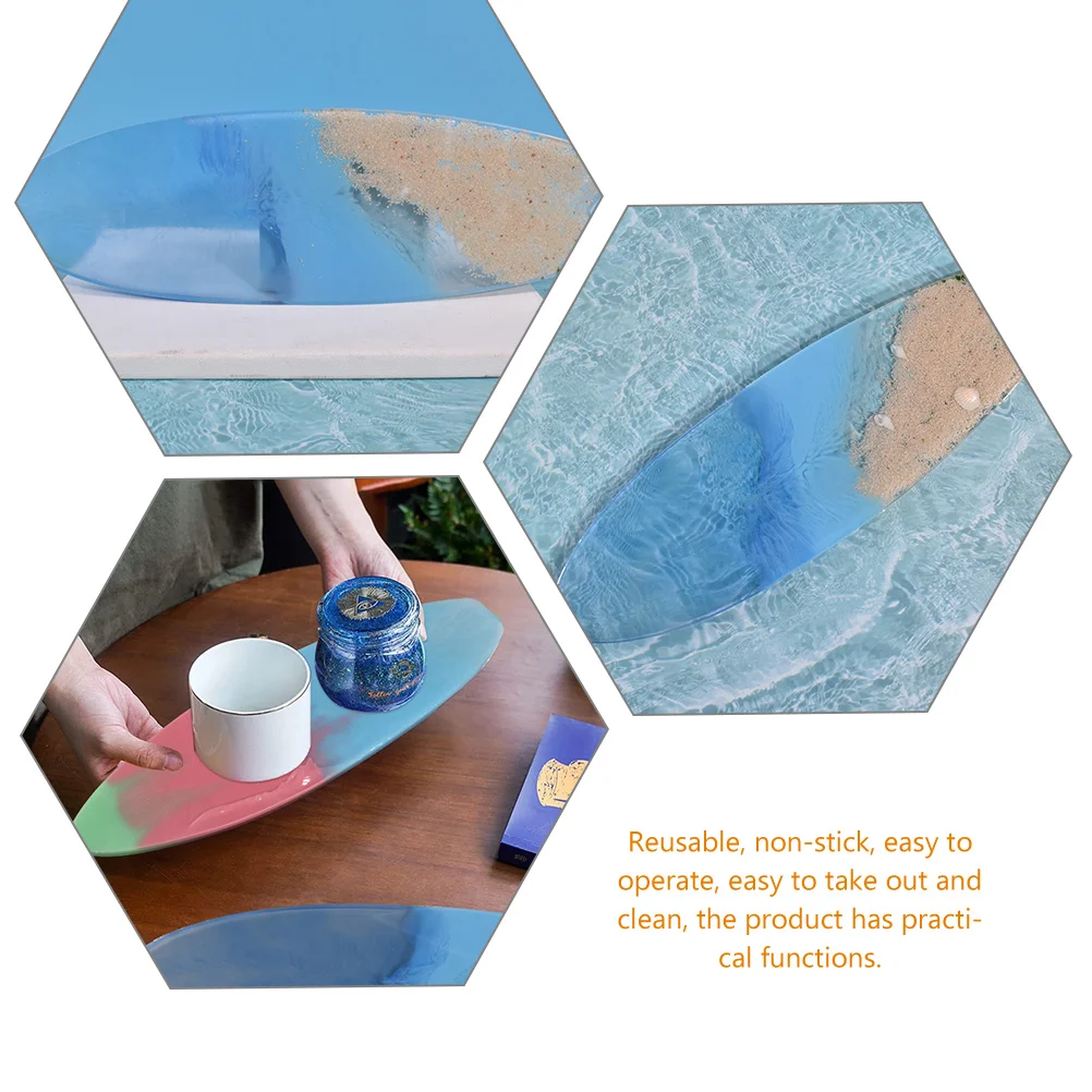 

2 Pcs Silicone Mold Epoxy Resin French Chocolate Moulds Coaster Surfboard Silica Gel