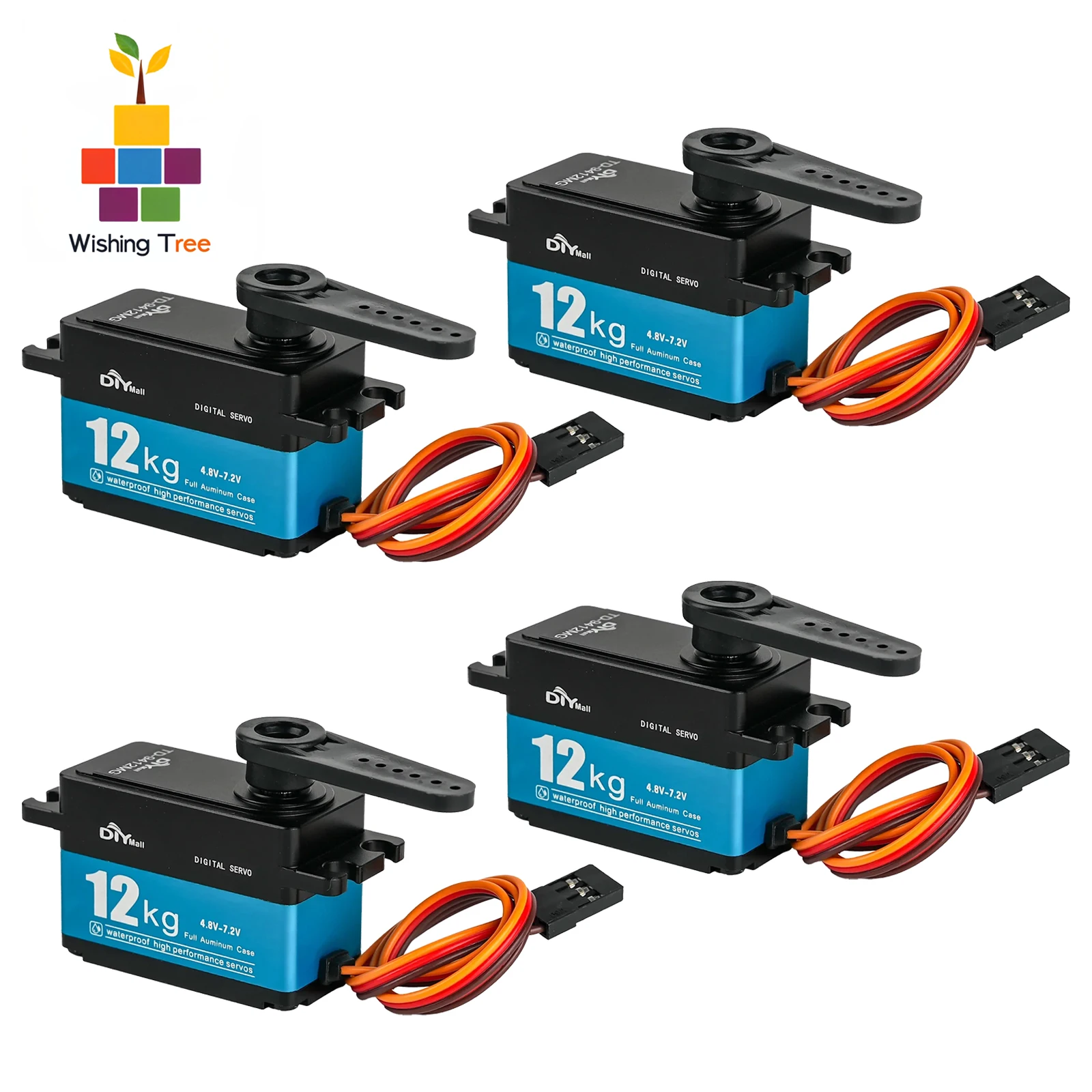 12KG TD-9412MG Digital Servo with Carbon Brush Motor 180°/270°/360° Programmable for 1:10 1:8 RC Car Robot IP65 Waterproof