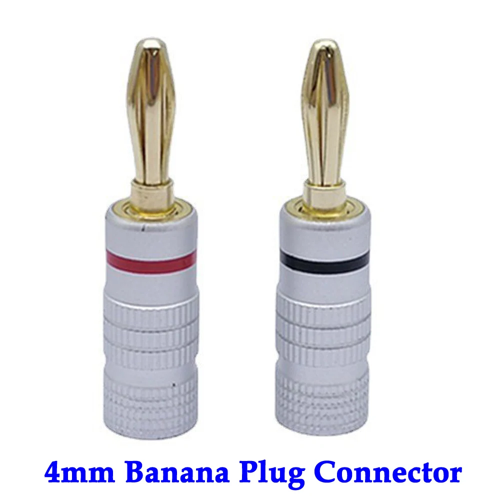 

Banana Connector 4mm Speaker Wire Banana Plugs with Screw Lock Gold Plated Banana Jack Stackable Connector Audio Cable Adapter