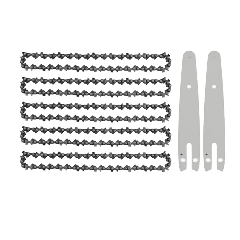 A93Z 5 Pieces 6 Inch Mini Chainsaw Chain with 2 Pcs Replacement Saw Chain Bar for Cordless Electric Portable Mini Chainsaw