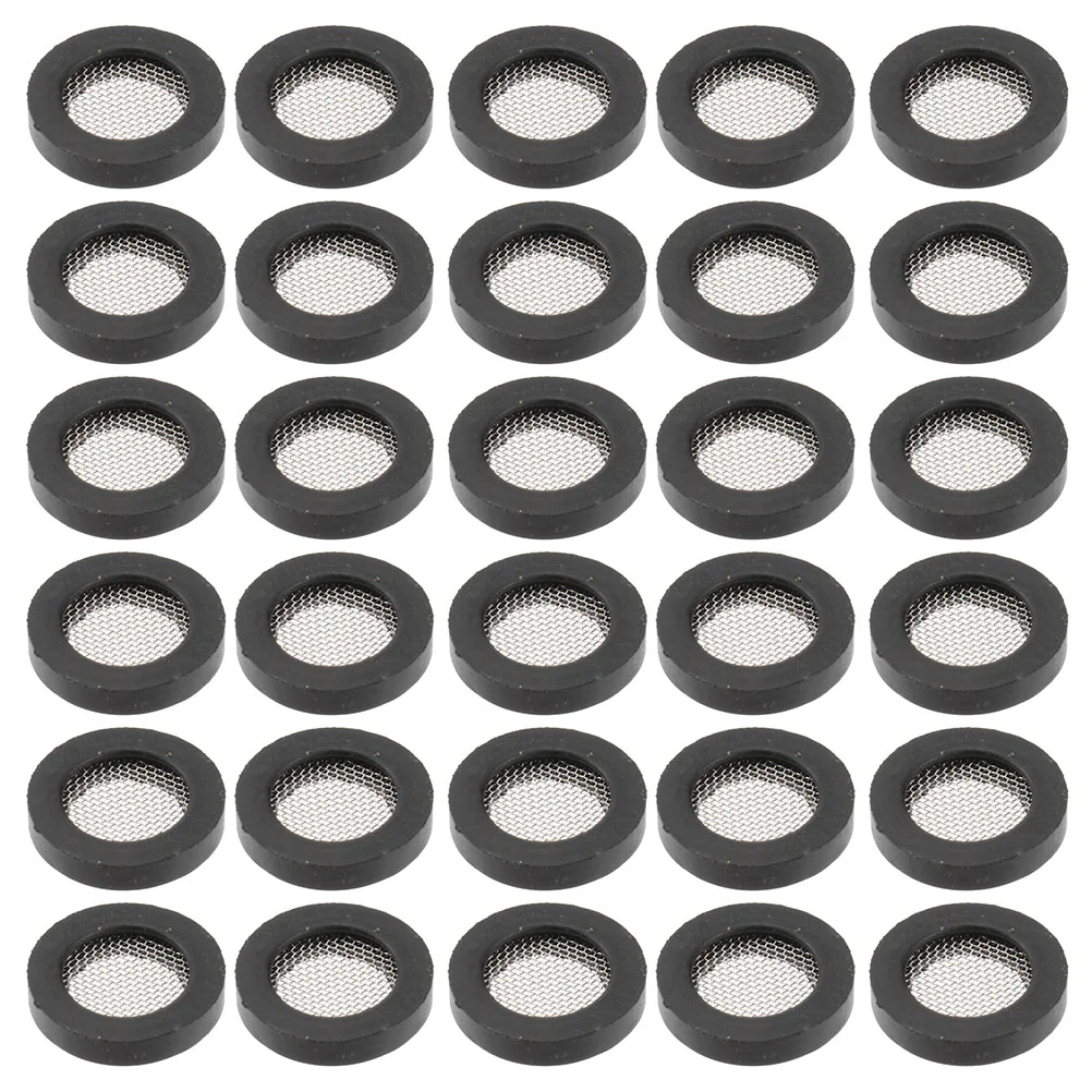 60 Pcs 304 Steel Mesh Bellows Gasket 60pcs/pack (4 Points Black Rubber with Filter) Garden Hose Washers Faucet Water Repair Kit