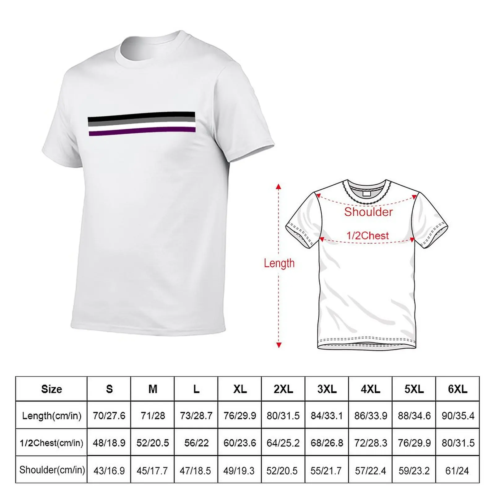 Ace Pride Flag Horizontal Stripes T-Shirt Work Wear Short Sleeve T-Shirt
