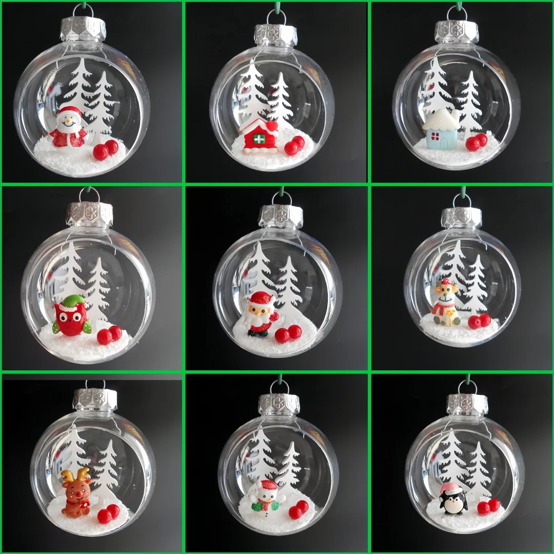 8CM transparent sphere Interior scene snow dome DIY Christmas decoration globe pendant display