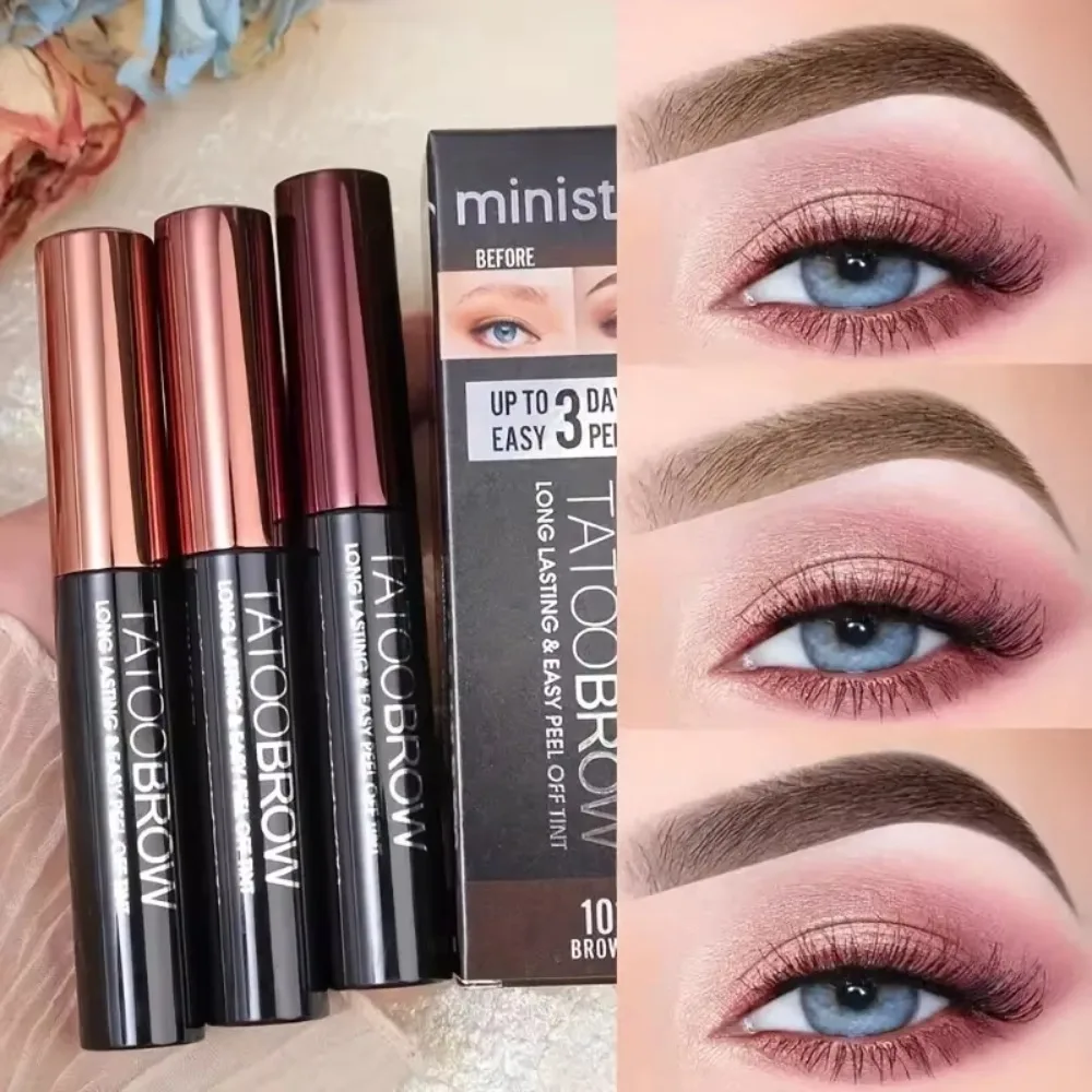 3 Color Tattoo Peel Off Eyebrow Gel Peel Off Formula Sweat Resistant Semi Permanent Brow Tint Easy To Apply Waterproof