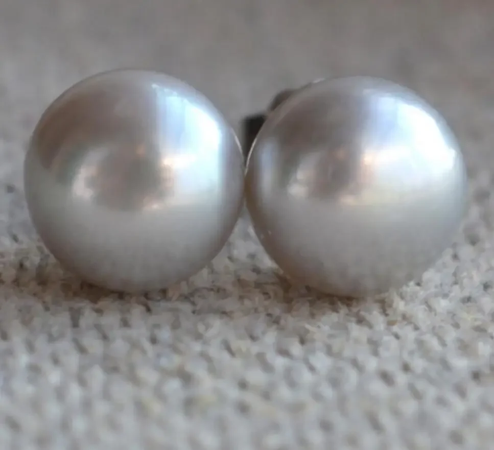 

Perfect Real Pearl Jewelry,AAA 7.5-8MM Silver Gray Freshwater Pearl Earrings,925 Silver Stud Jewelry.Wedding Part
