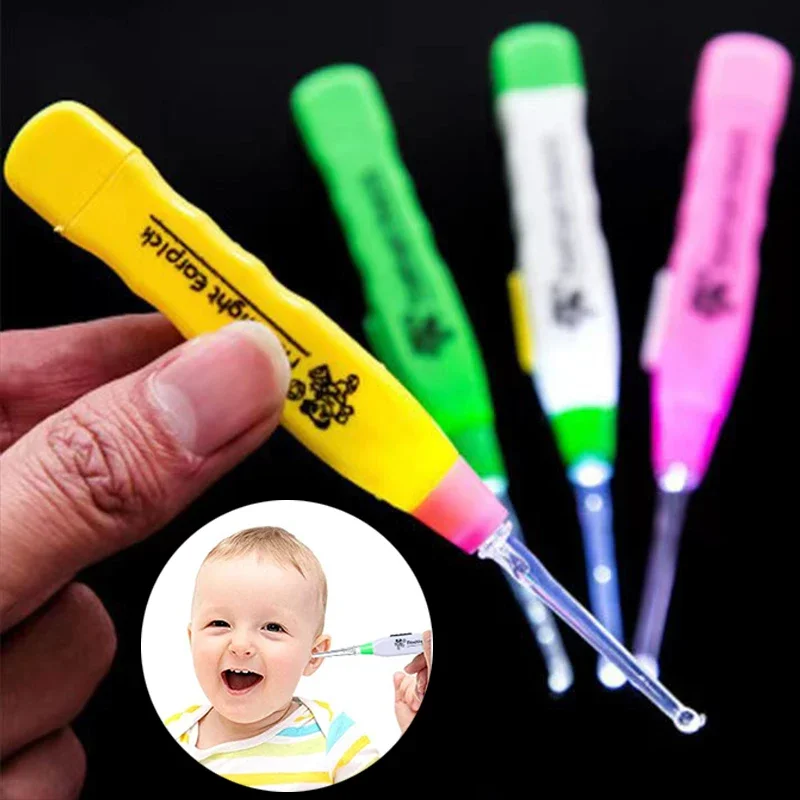 Baby Care Ear Cleaner LED Flashlight Earpick Children Cleaning Ear Curette Kids Luminous Ear Spoon Ear Cure Ear Wax Remove Tools