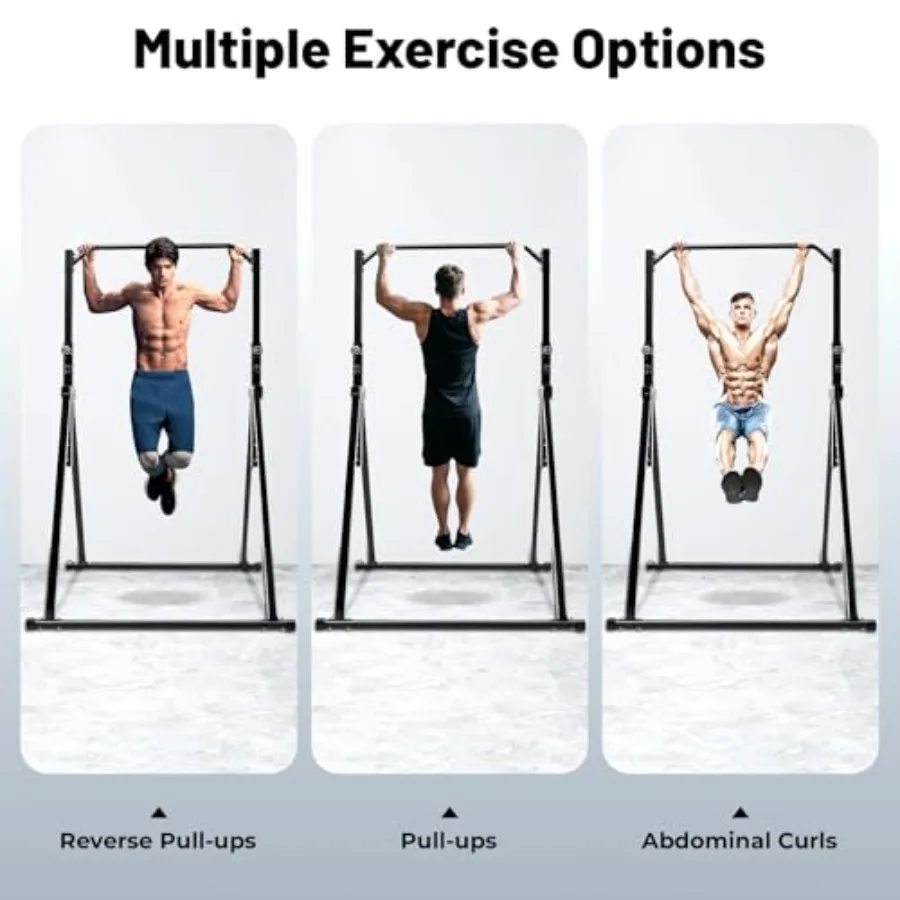 Folding Pull Up Bar Power Tower Dip Station Adjustable Height Strength Training Horizontal Bar Triangular Design Exercise Equip