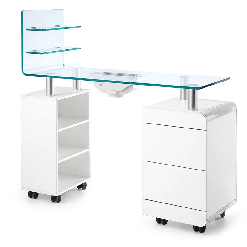 

Современный стиль, дешевая мебель для салона красоты, стеклянная верхняя часть, портативная High Gross Spa, белая маникюрная станция, технический стол для ногтей