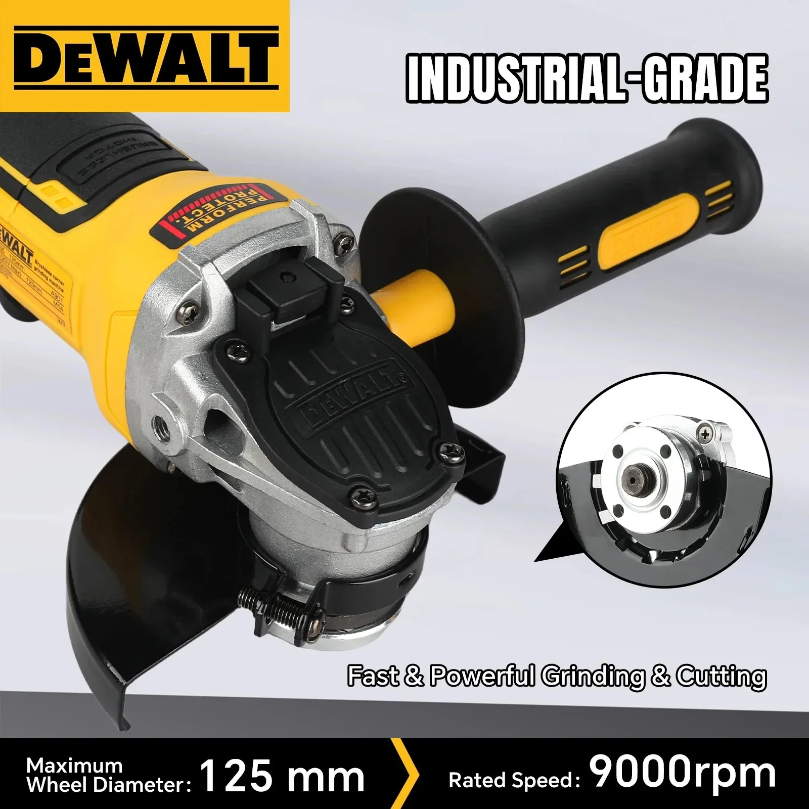 

DEWALT DCG406 Brushless Angle Grinder 125mm 9000RPM Cordless 20V Battery Compatible Cutting & Polishing Machine