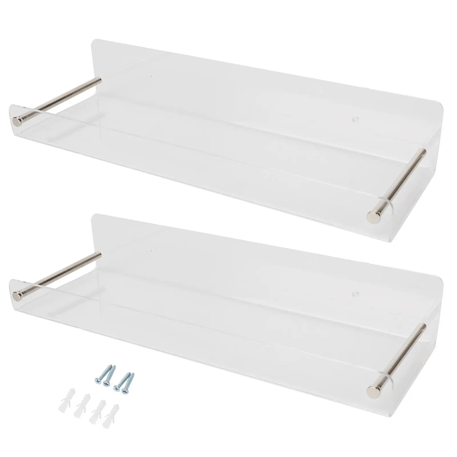 2Pcs Acrylic Floating Wall Ledge Shelf - Bathroom Rack for home Supplies