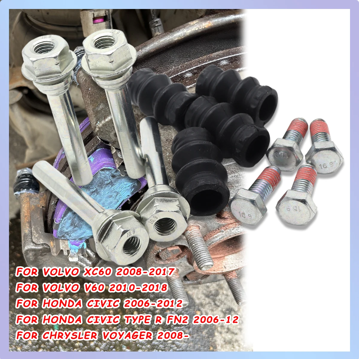 

Left Rear Right Brake Caliper Cylinder Slider Guide Pin Boot Seal Kit For VOLVO XC60 V60 HONDA CIVIC/TYPE R FN2 CHRYSLER VOYAGER