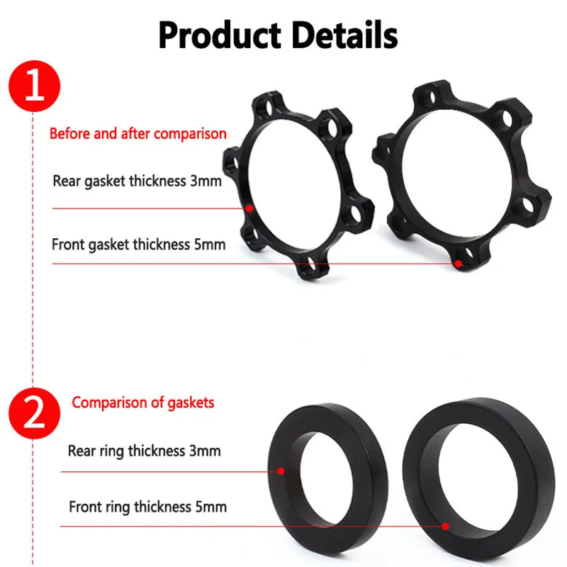 JEDERLO Axle Drum Modification Gasket Front Fork 100 Turns 100 * 15MM Rear 142 Turns 142 * 12MM Conversion Gasket