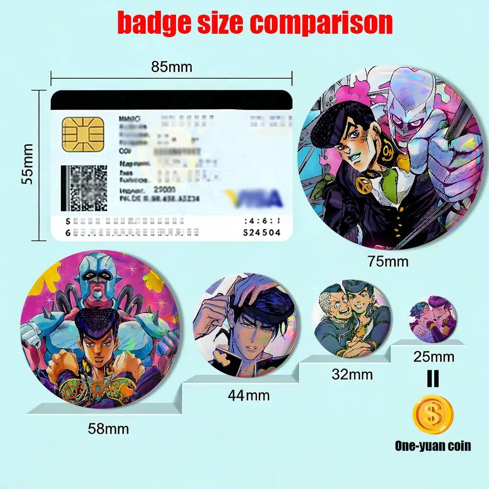 Rohan Kishibe Josuke JoJo Higashikata HD Print 58mm 44mm Round Lapel Pins Pretty Derby Round Display Brooches Brooch Badges