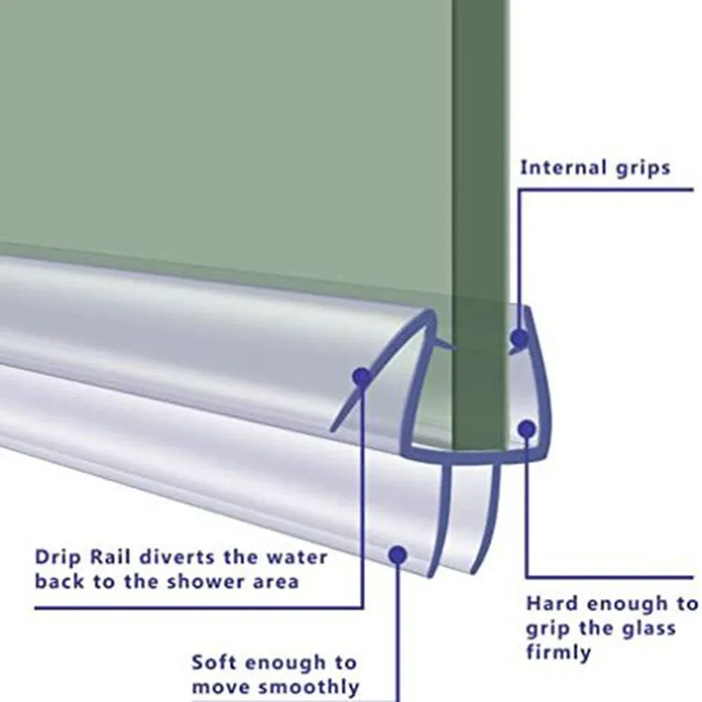 Shower Seal Strip 50cm Replacement Parts Transparent Door Bottom Seal Strip 6/8/10/12mm Water Deflector Glass Fixture Bathroom