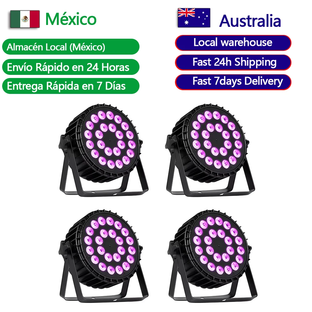 

4 PCS / Lot Stage Led Par 24x18w RGBWA+UV 6in1 Aluminum Par Light For Bar, Club,Disco, Wedding, Party, Stage Lighting