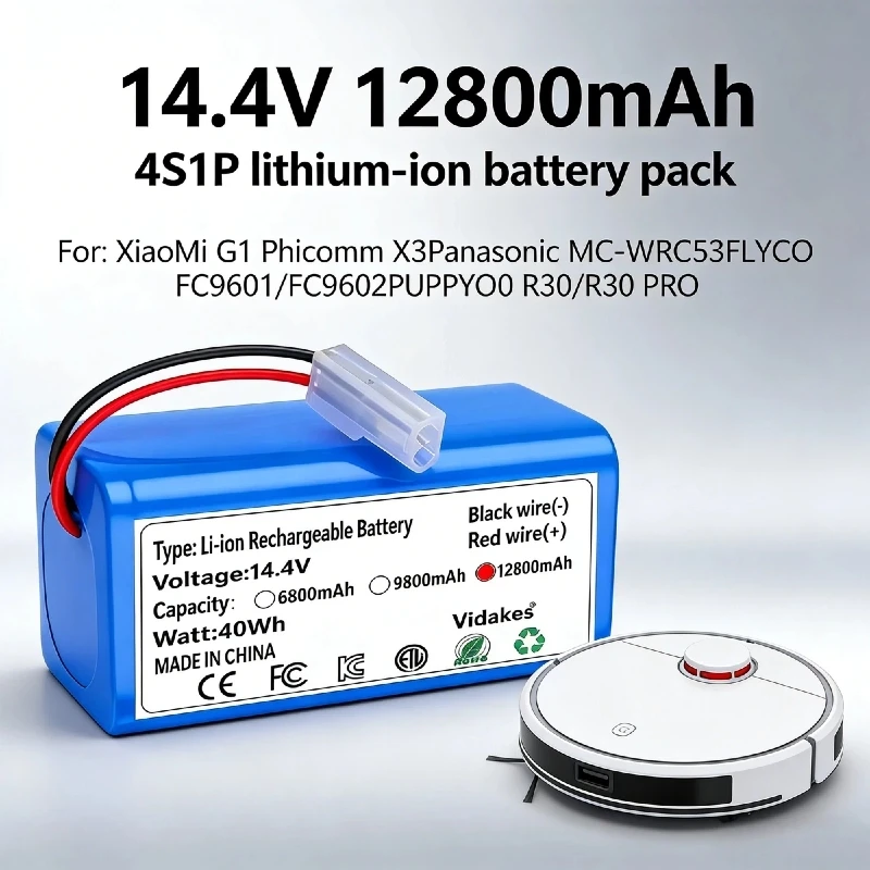 

Усовершенствованная аккумуляторная батарея 6800 мАч 14,4 В для робота-пылесоса Xiaomi Mi G1 MJSTG1 Essential с повышенной выносливостью, сменная батарея ☆
