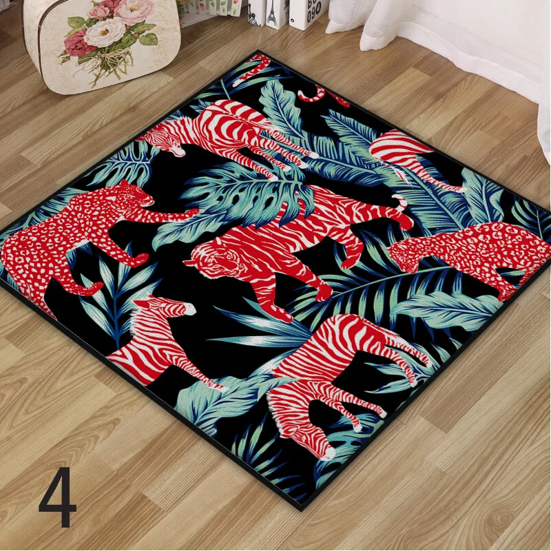 Jungle Leopard Printed Mat American Wild Animal Square Rug Living Room Decorative Carpet Absorbent Non-slip Bathroom Doormat