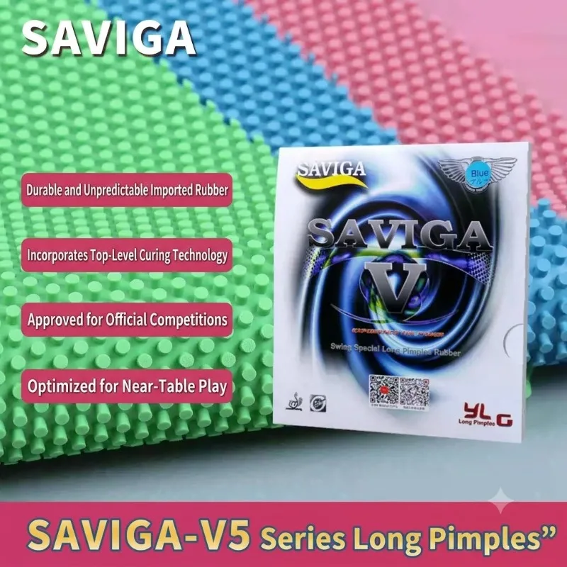 1pcs Colorful  SAVIGA V Pips-long Table Tennis Rubber Pink Green Blue Long Pips SAVIGA-V Ping Pong Topsheet OX
