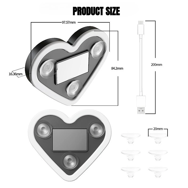 Solar Powered Car Interior Heart-shaped Neon Light Atmosphere Lamp Decoration LED Auto Triangle Window Glowing Atmosphere Light
