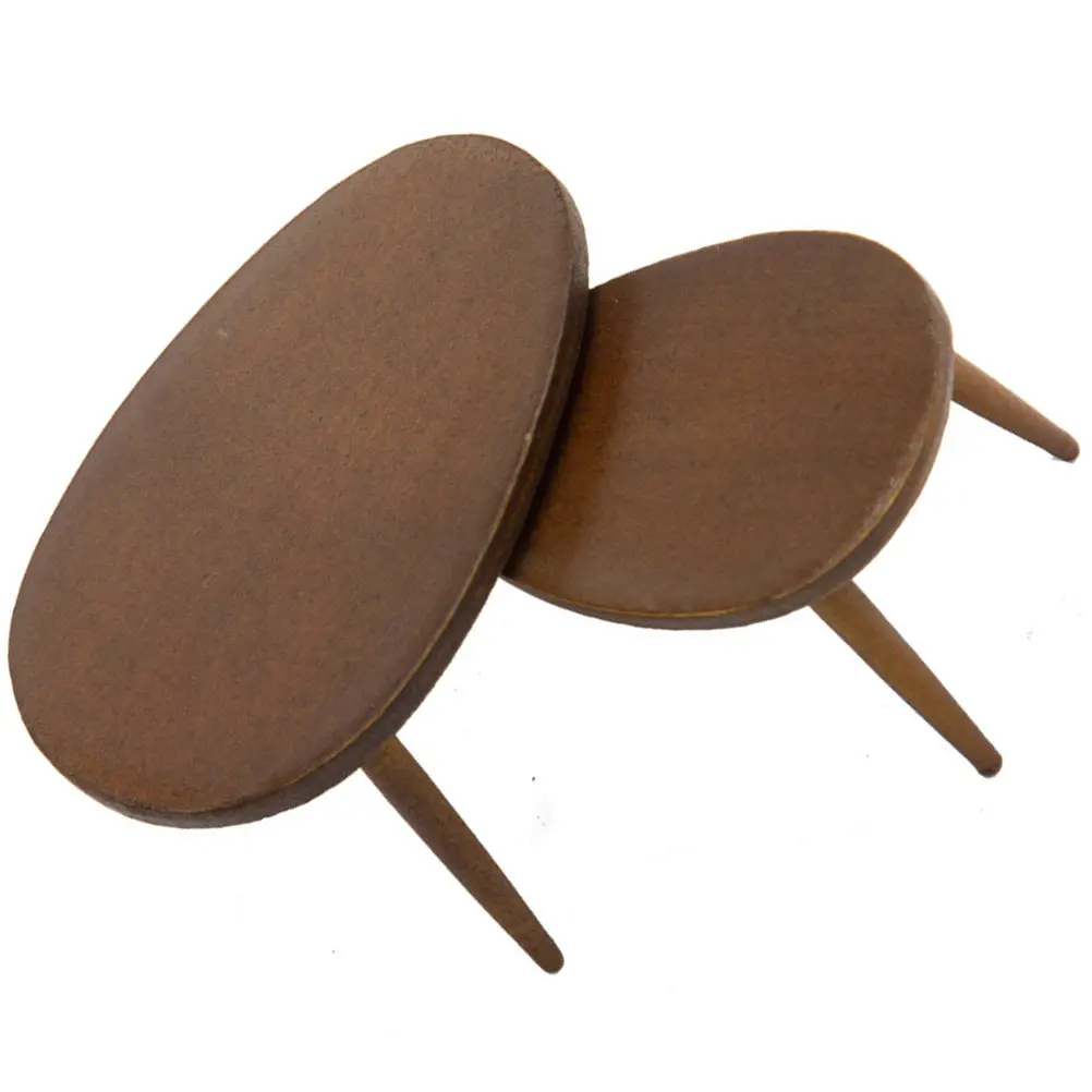 

2Pcs Mini House Small Table Compact Lightweight Miniature Furniture Multi Functional Decor Mini House Accessories Photo Prop