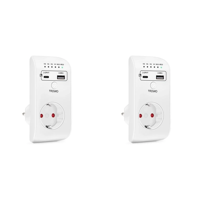 T24C 2X USB Type-C Timer Switch Digital Countdown Charging Timing Socket Appliance Electronic Time Control 16A EU Plug