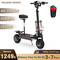 T88 Electric Scooter 5600W Dual Motor 60V 28AH/38.4AH up to 80KM/H 100km Range 11inch Tire Powerful Folding E-Scooter for Adults