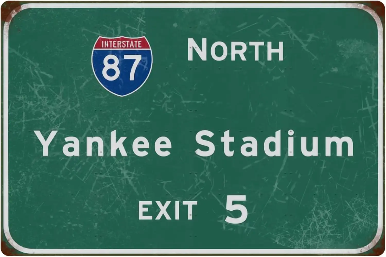 Vintage Metal Sign 16x24  North Yankee Stadium Interstate 87 Bar Club Home Wall Decoration Sports Sign Gift