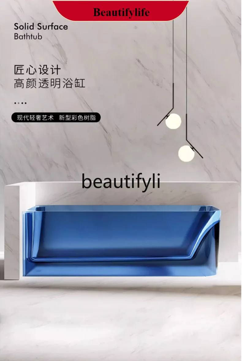 

F56 Transparent resin bathtub Independent deep bubble bed and breakfast Colorful crystal bathtub