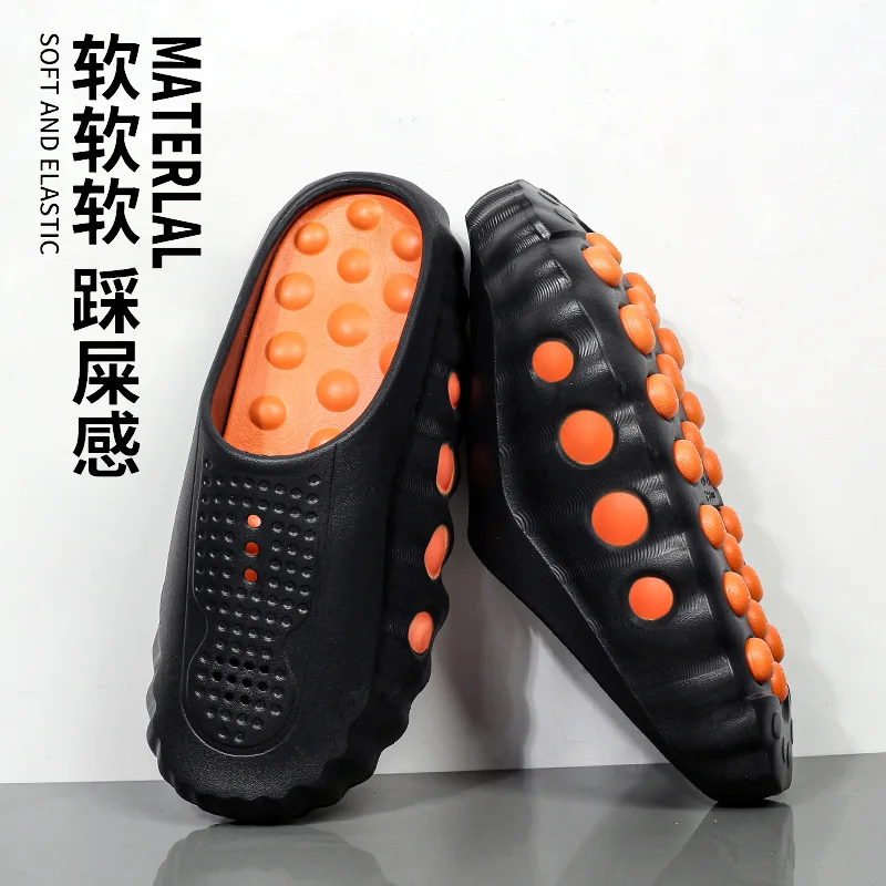 Hot selling  sports toe cap slippers for men and women in  all season thick soled outer half support massage plus size slippers
