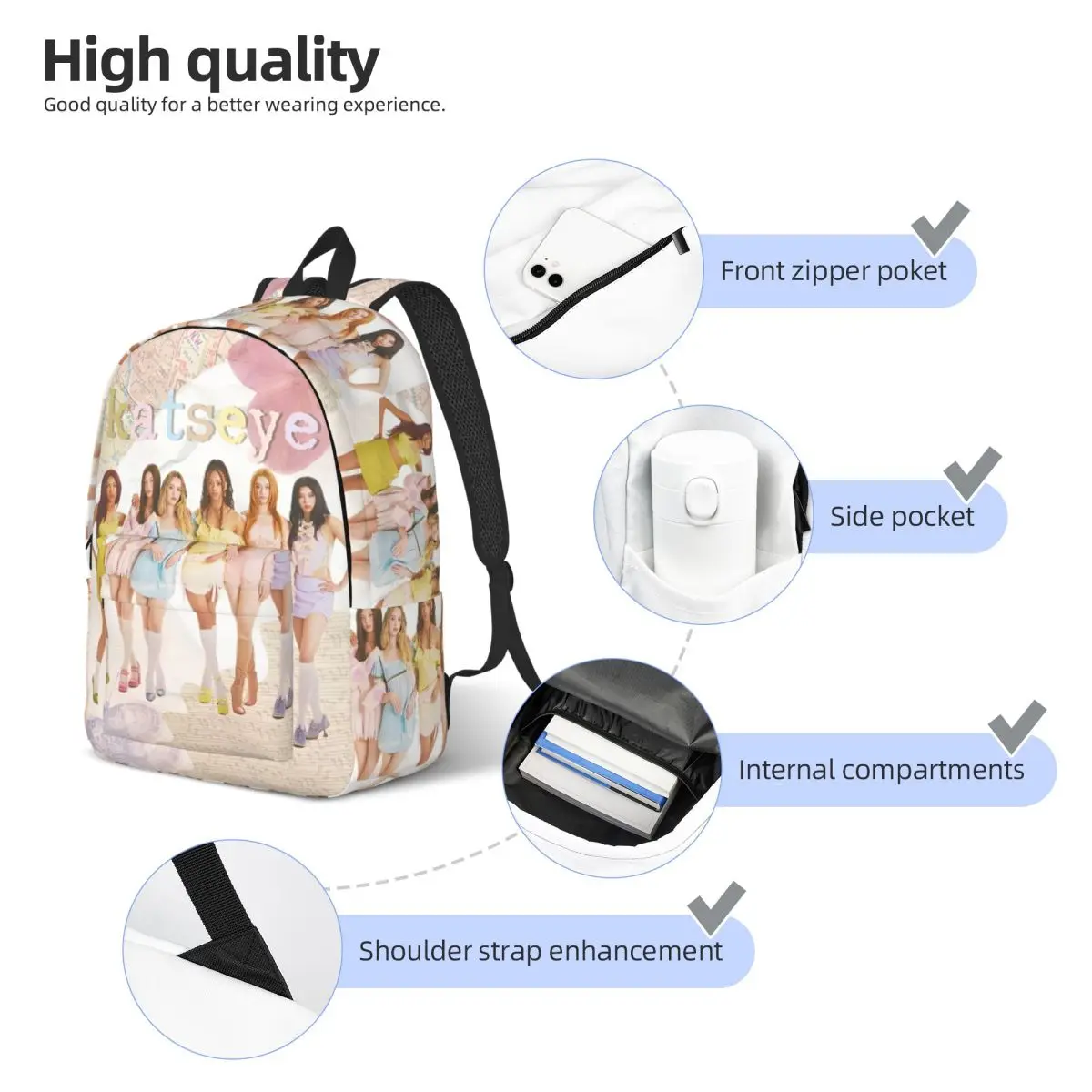 Katseye Kpop idole sac à dos pour maternelle école primaire étudiant mignon Bookbag garçon fille enfants toile sac à dos voyage