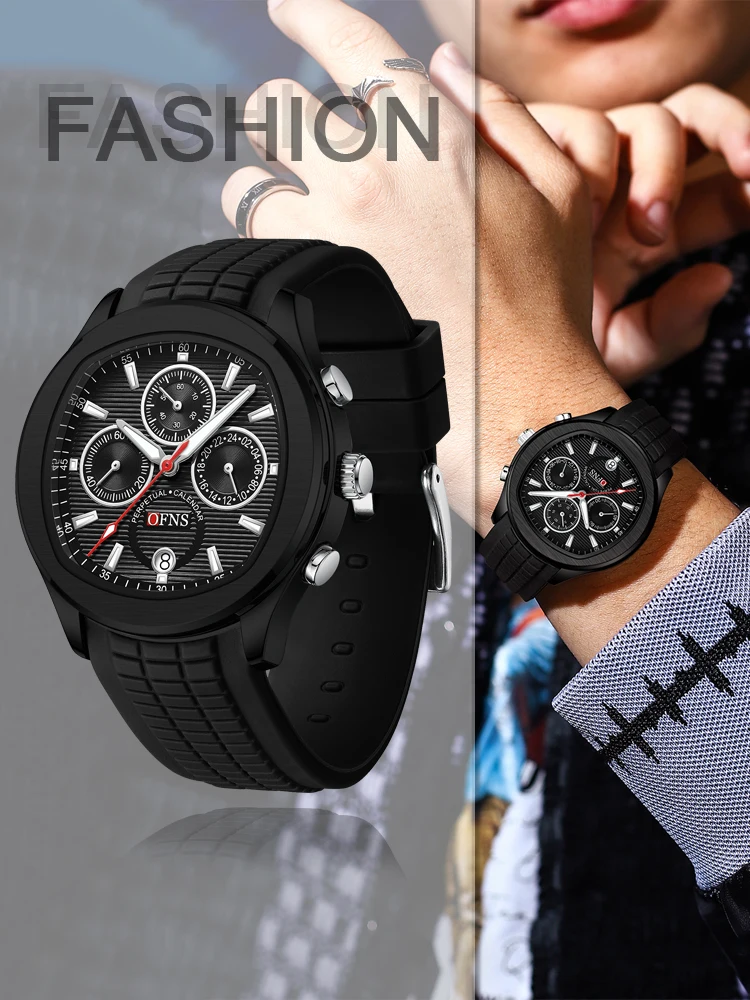 OFNS Top Brand Luxury Men\'s Watches Luminous Calendar Waterproof Quartz Wristwatch Teenagers Student Casual Watch