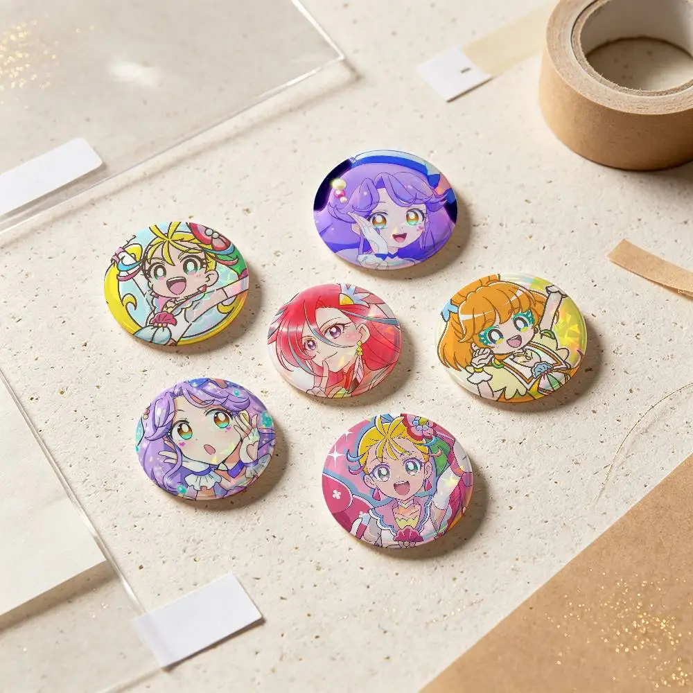 Tropical-Rouge! Pretty Cure Anime Badges Button Round Creative Pin Brooch Badge Bag Decor Accessories Fans Collect Friends Gifts