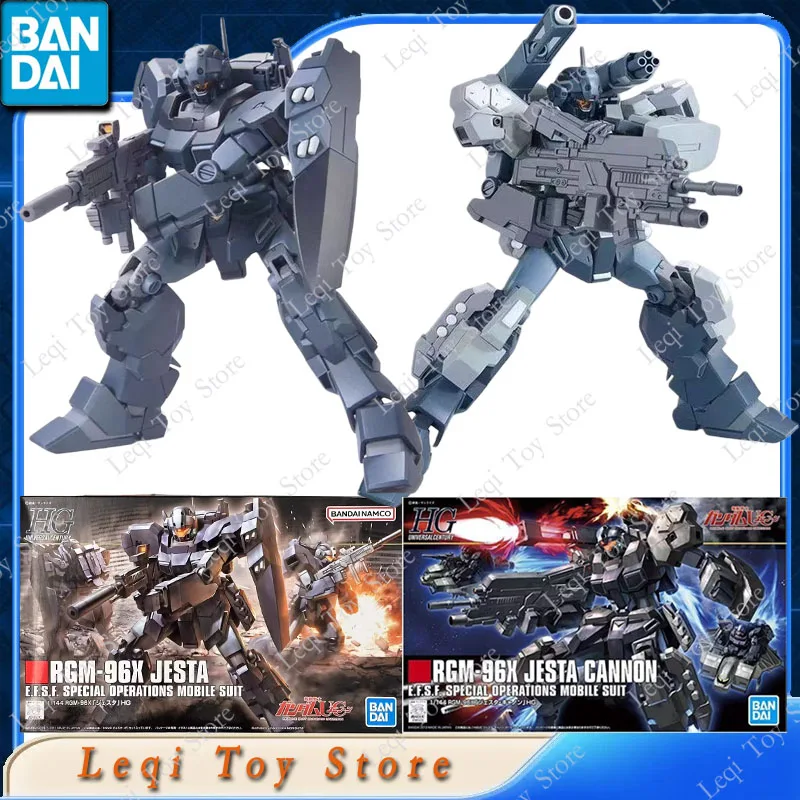 Bandai original genuíno hg 1/144 gundam RGM-96X jesta cannon ação anime figuras brinquedos meninos crianças presente montagem modelo ornamentos