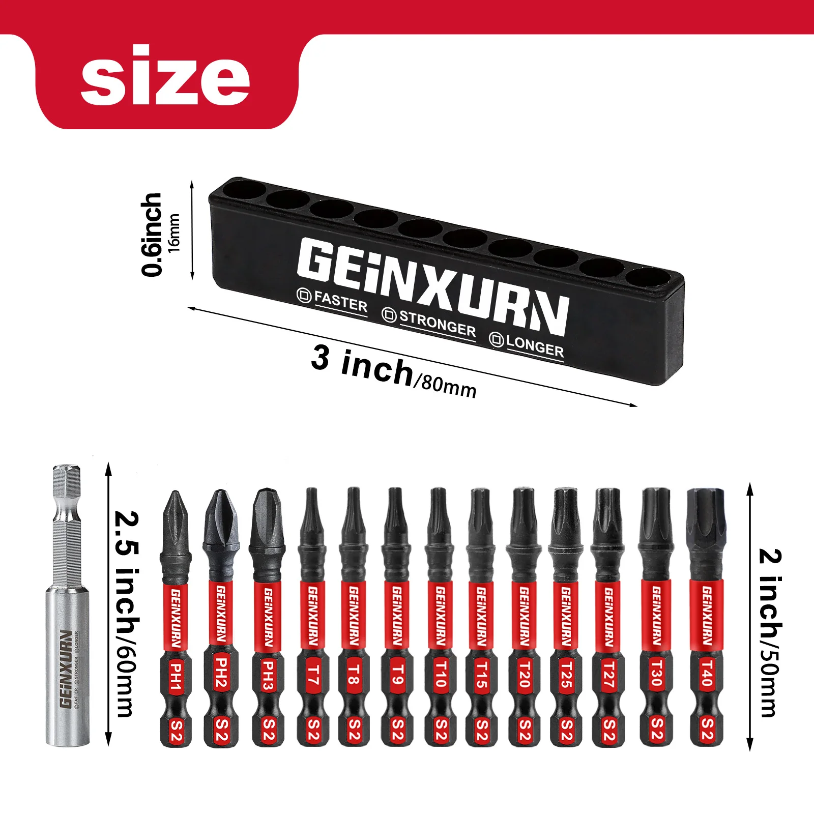 Geinxurn 2.5\'\'Stainless Screwdriver Bit Holder,Extension Socket Drill Bit Magnetic Holder Hex Shank Quick-Change Drill Bit Guide