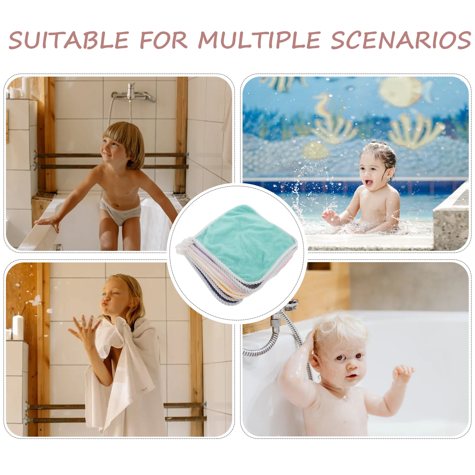 8Pcs Flannel Baby Washcloth Soft Hanging Loop Absorbent Hand Towels Newborn Toddler Face Towels Kitchen Bathroom