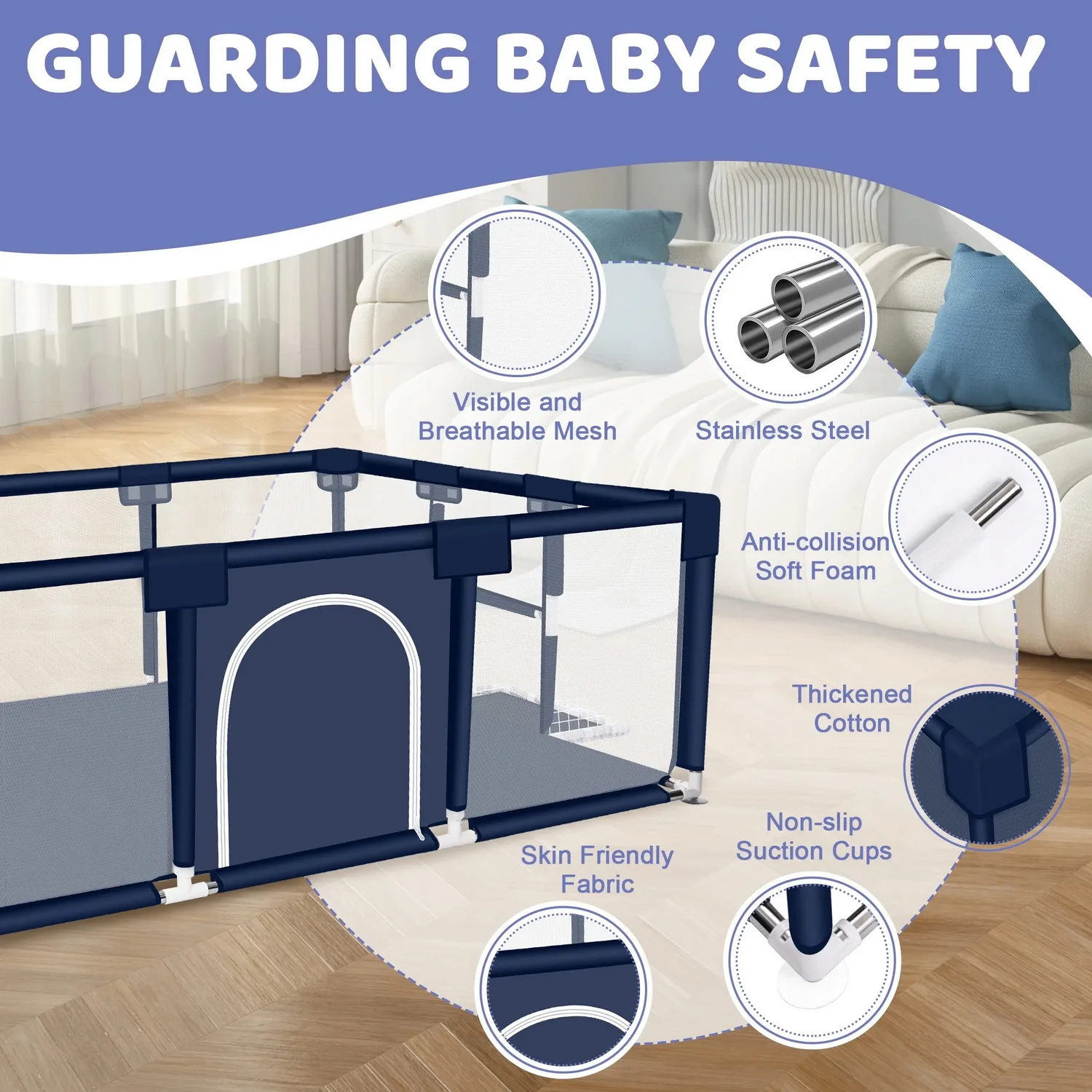 ANGDUO Baby Playpen Large Size 71 Inch Baby Fence Game Activity Play Yard For Children Multi-functional Playpen Indoor Outdoor