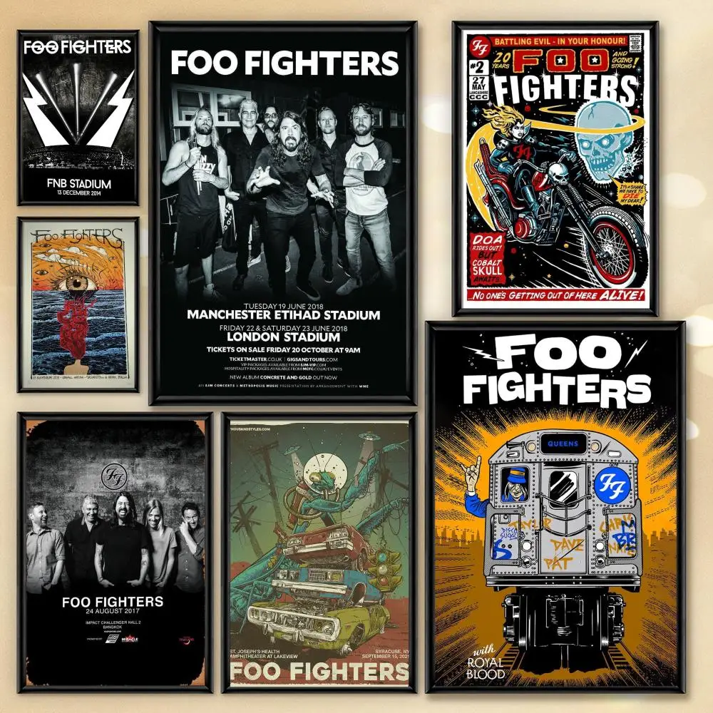 Classic Band Collection Foo Fighters Poster HD Anime Hot Theme Singer/OST/Movie-Waterproof Self-Stick Home Decor