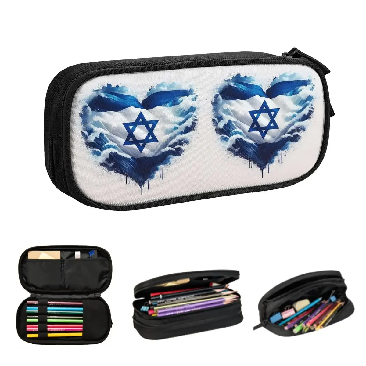 

Israel Israeli Flag Pencil Cases for Students School Pen Box Pencil Bag Large Capacity Pencil Pouch Pen Holder