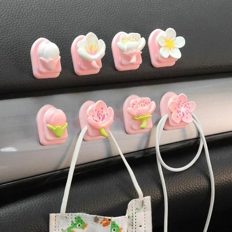 

Car Interior Hook Women Front Seat Multifunctional Sticky Hook Flower Design Car Accessories