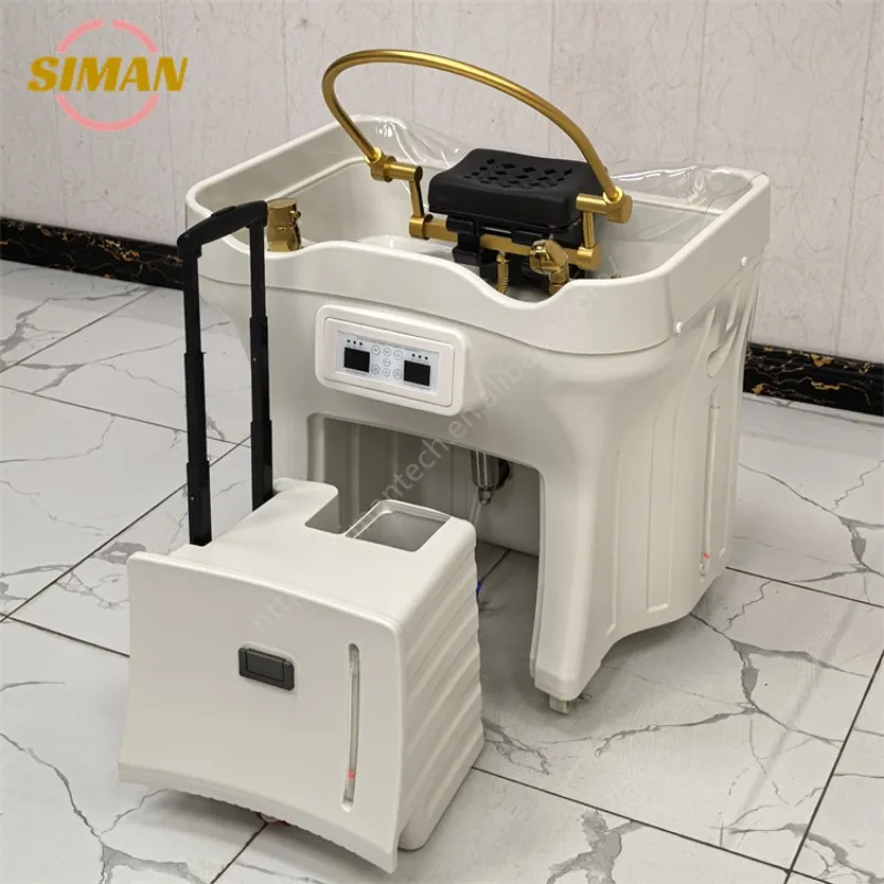 Portable Japanese Spa Basin for Hair Salon Mobile Hair Wash Basin with Water Tank for Bathroom Warehouse Hotel Use