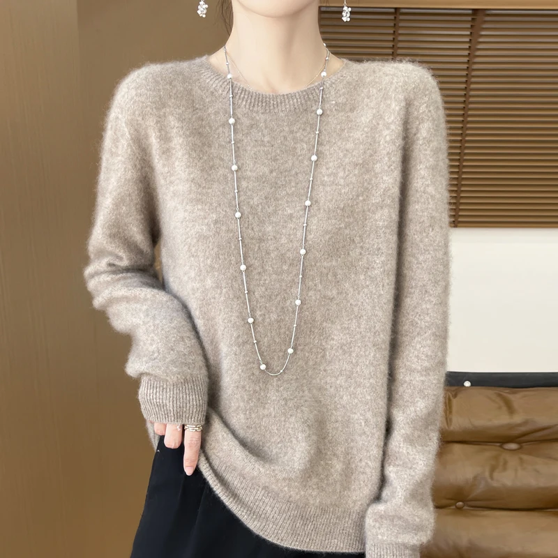 100% Pure Wool Women Sweaters Full Sleeve Knitwears 19Colors Ladies Pullovers Oneck Clothes Free Ship