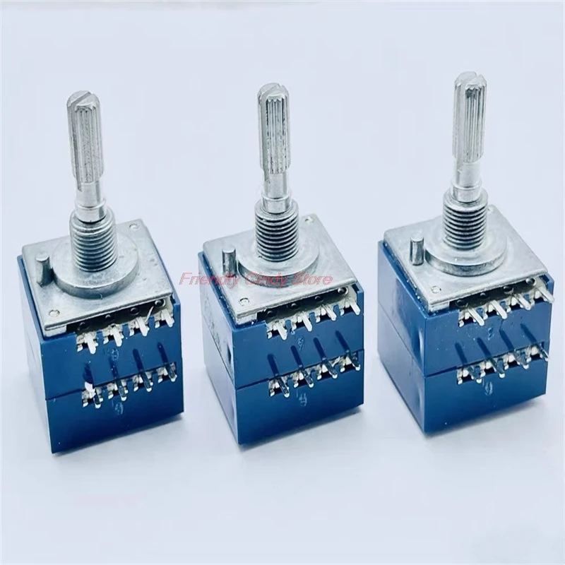 1Pc 27 Type 8Pin Precision Chip Resistor Enthusiast Stepping Japan ALPS RH2702 50KA100KA250KA Double Volume Potentiometer Knurl
