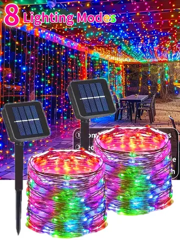 Outdoor Solar Power String Lights LED Solar Fairy Lights Waterproof with 8 Modes for Gardens Trees Parties Wedding Christmas